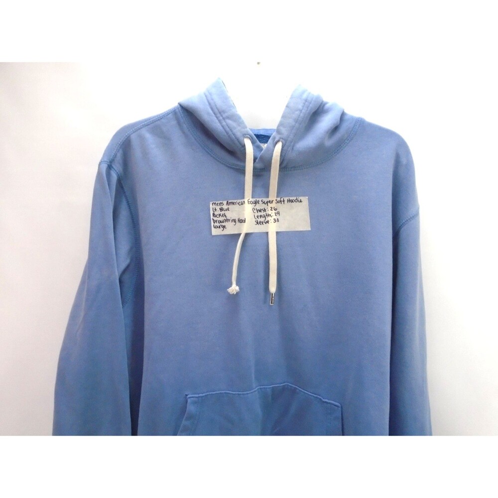 American Eagle Super Soft Hoodie Sweatshirt Large L Light Blue Mens - Picture 2 of 11